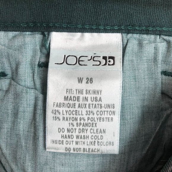 Joe's Women's Size 26 Dark Green Coated Waxed The Skinny Stretch Denim Jeans - Picture 7 of 8